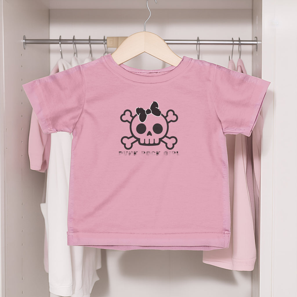 Infant Tee — Cute Skull & Crossbones Baby Shirt (Bow Accent) 80s Retro