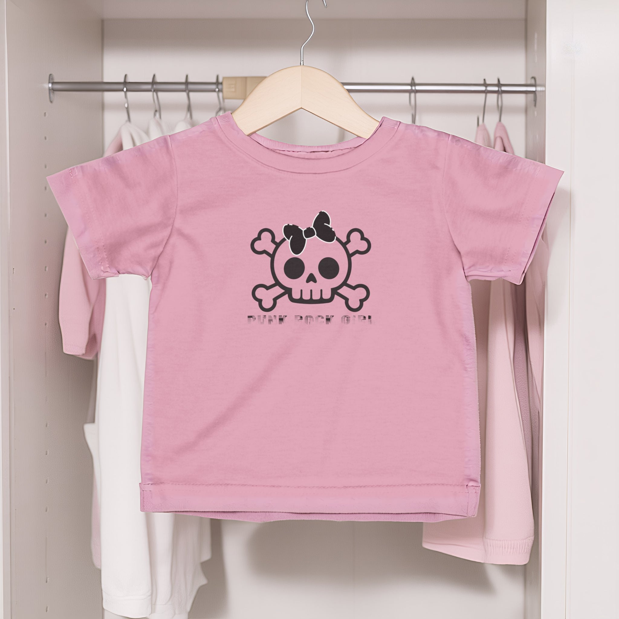 Infant Tee — Cute Skull & Crossbones Baby Shirt (Bow Accent) 80s Retro