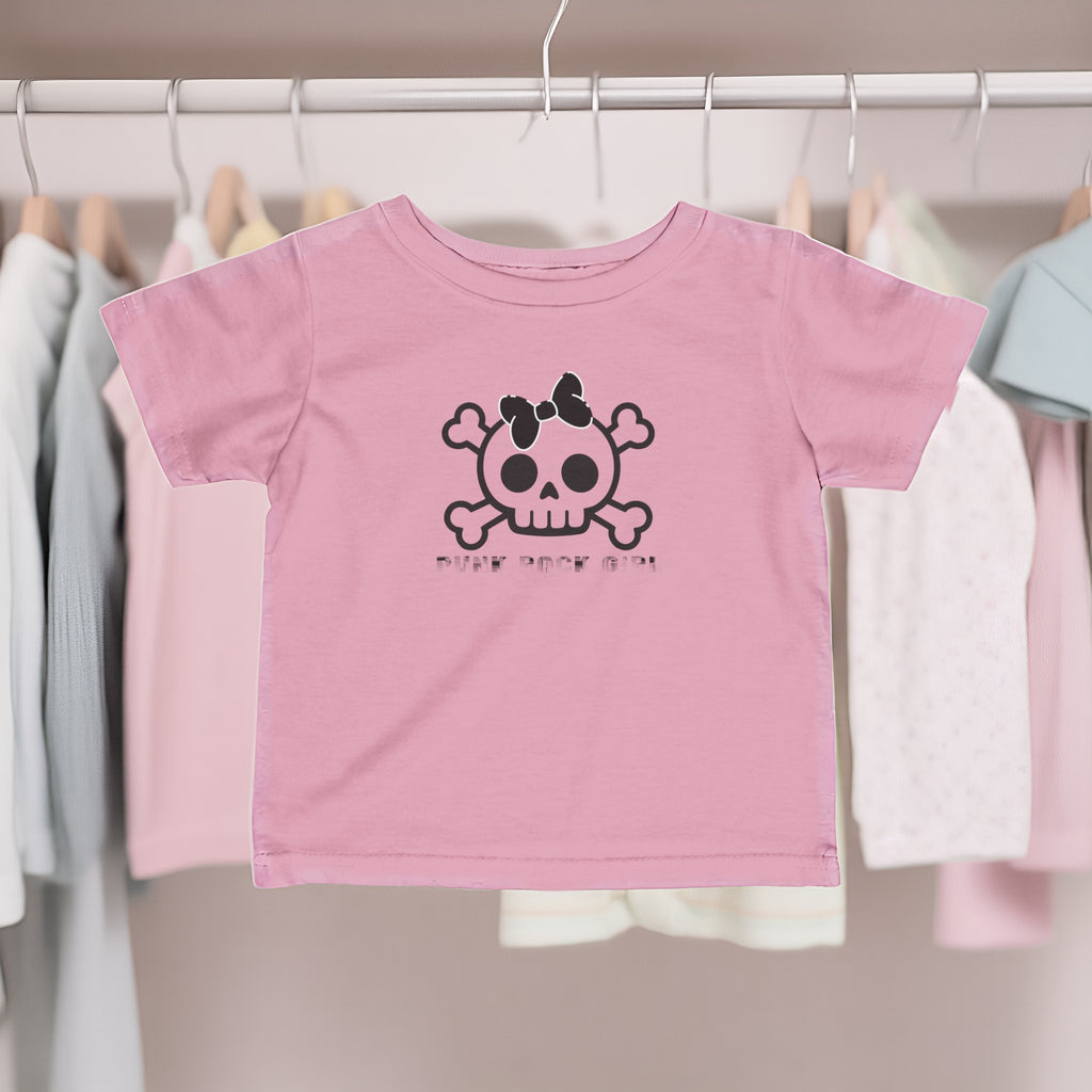 Infant Tee — Cute Skull & Crossbones Baby Shirt (Bow Accent) 80s Retro