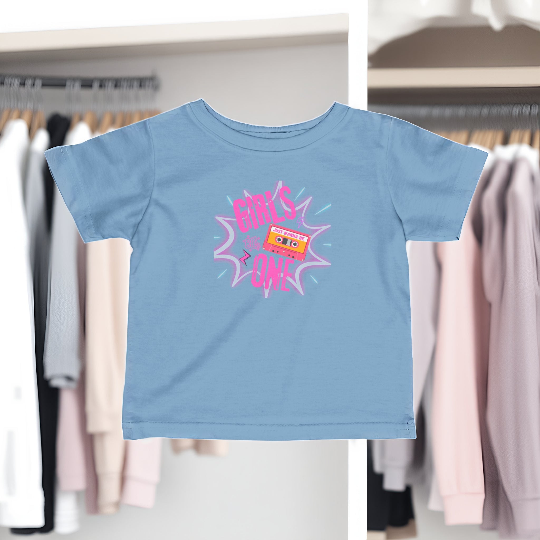 Girls One Infant Tee — 'Girl's One' Retro Cassette Baby T‑Shirt, First Birthday Outfit
