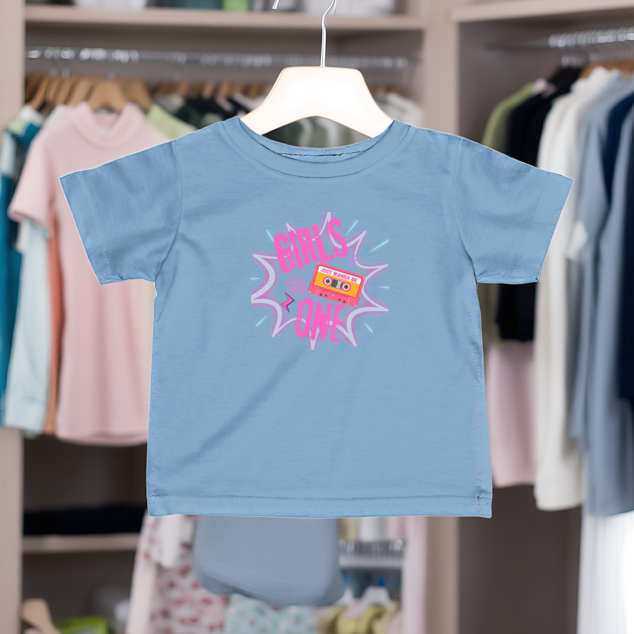 Girls One Infant Tee — 'Girl's One' Retro Cassette Baby T‑Shirt, First Birthday Outfit