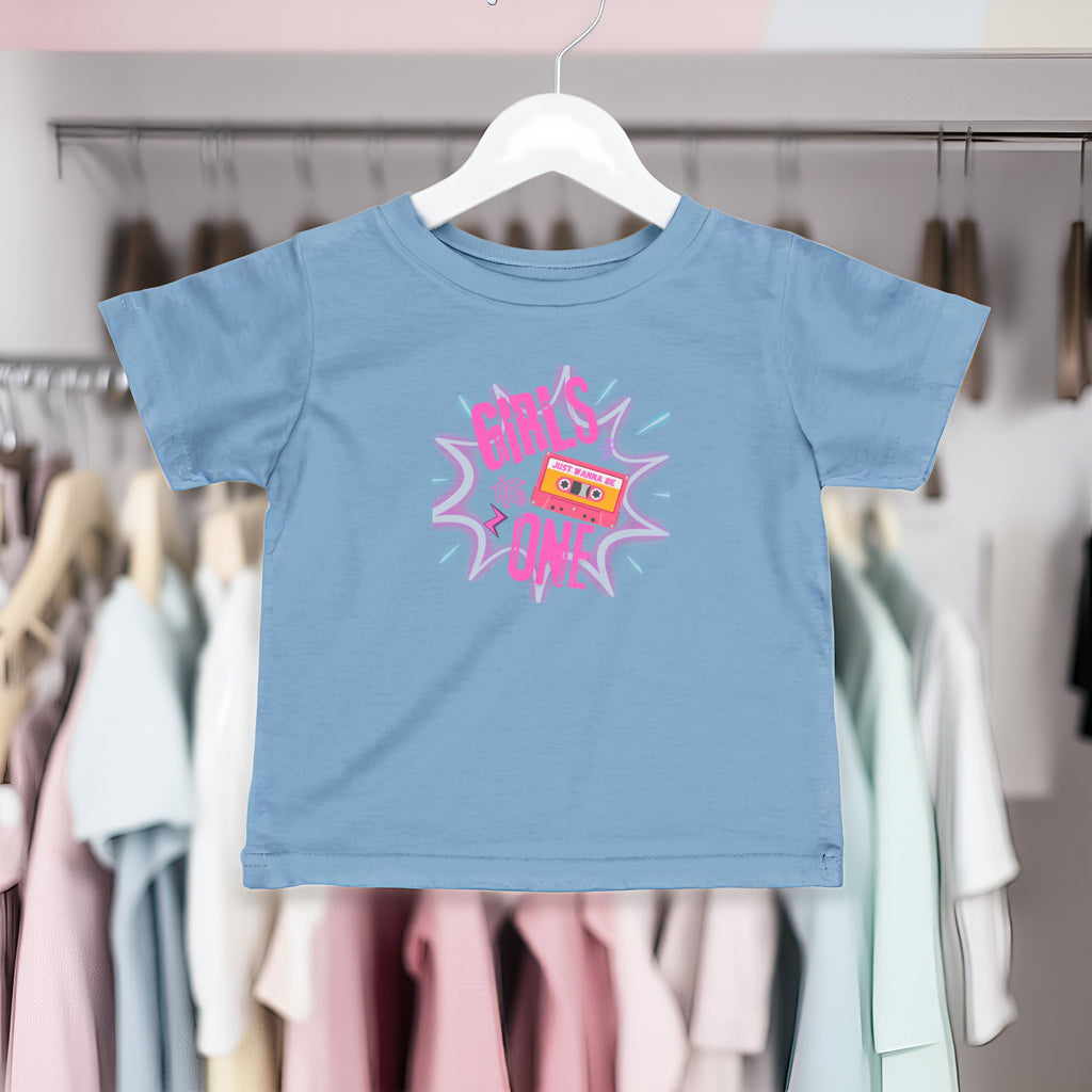 Girls One Infant Tee — 'Girl's One' Retro Cassette Baby T‑Shirt, First Birthday Outfit
