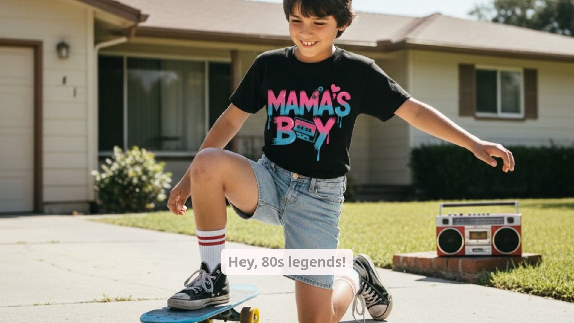 Youth Hoodie — "Mama's Boy" Colorful Drip Graphic Sweatshirt 80s Retro Style