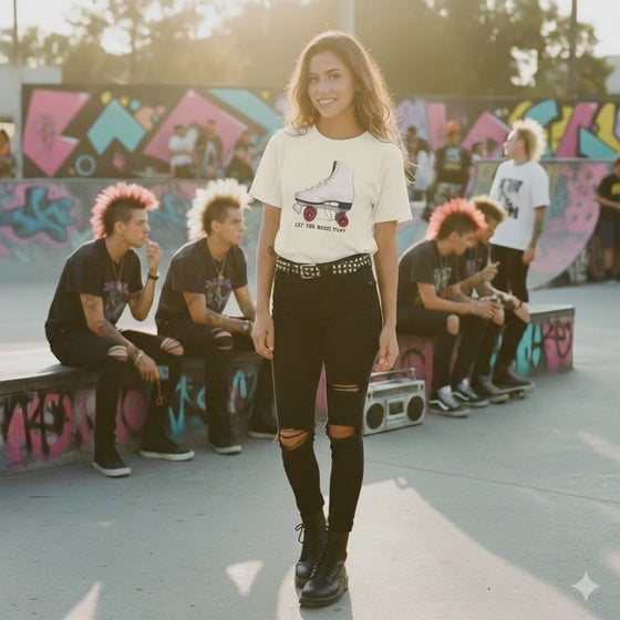 Roller Skate Tee — "Let the Music Play" Graphic T-Shirt