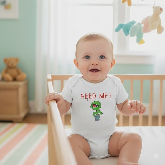 "Feed Me!" Baby Bodysuit – Cute Hungry horror plant Infant Onesie