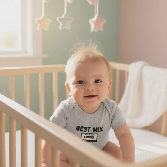 Baby Bodysuit — "Best Mix Mom and Dad" Cassette Retro Infant Onesie