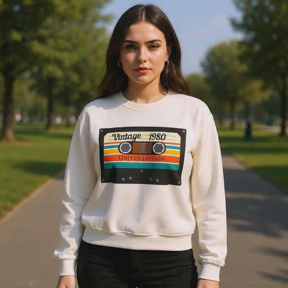 Vintage 1980 Cassette Sweatshirt — Retro Limited Edition Crewneck