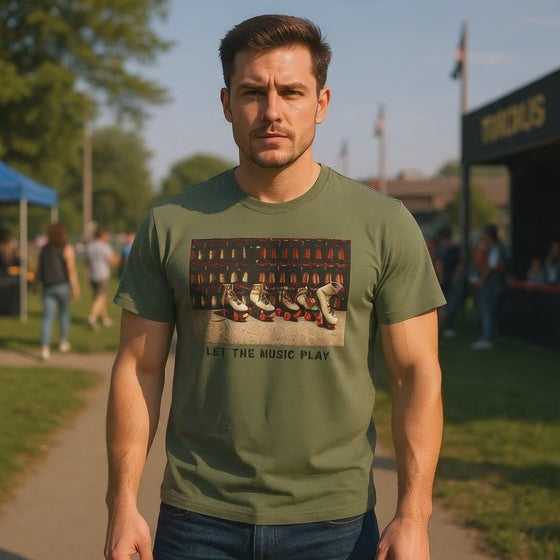 Let The Music Play Tee — Retro Roller Skates Graphic T‑Shirt