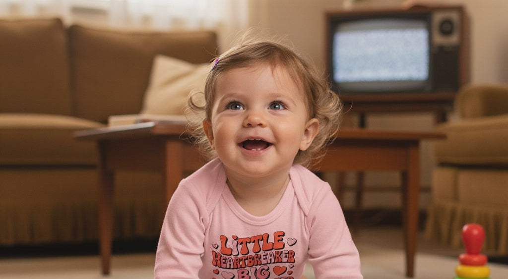 Infant Bodysuit — "Little Heartbreaker Big Trouble" Retro Heart Baby Onesie